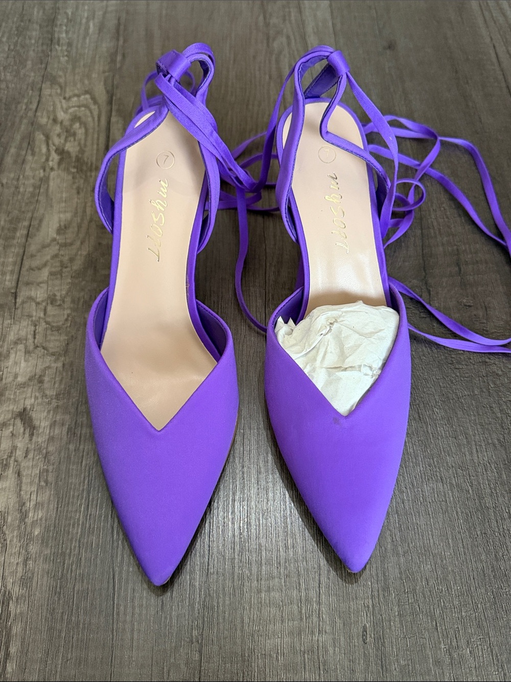 Mysoft Purple Pointed Toe Lace-Up Heels